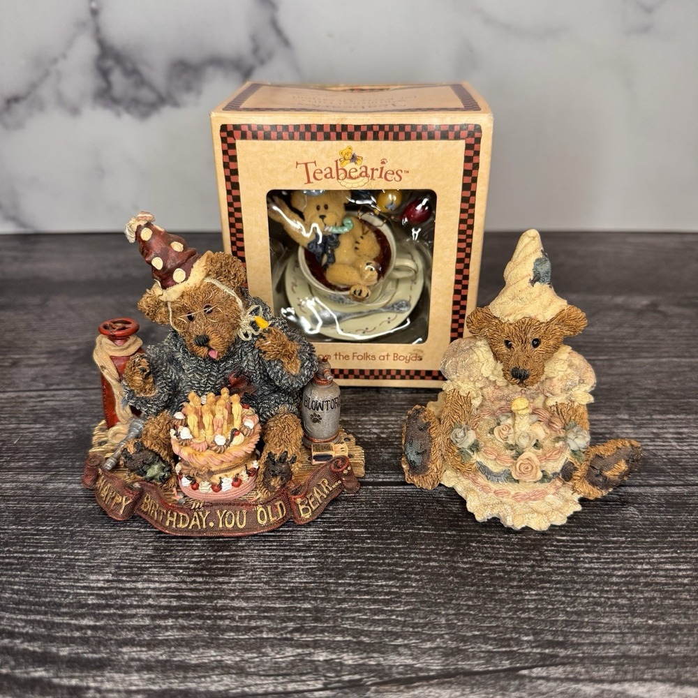 Boyds Bears Birthday Figurines Lot Teabearies Bailey 1993 1999